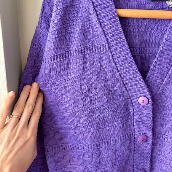 Vintage Purple Knit Cardigan, Size S/M - Picture 4 of 4